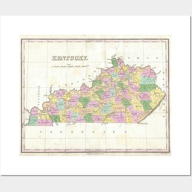 Vintage Map of Kentucky (1827) Wall Art by Bravuramedia